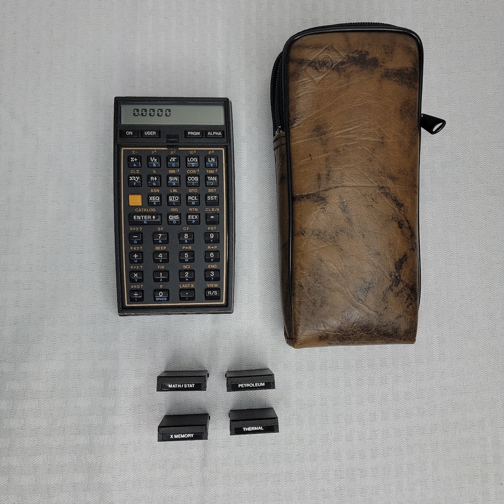 Vintage HP-41CX Calculator Tested Works + 4 Modules Case Hewlett Packard HP41CX